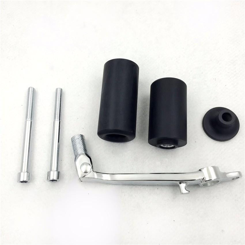 Black Frame Slider Chromed Brake Pedal levers for 2003 2004 Kawasaki ZX6R ZX6RR