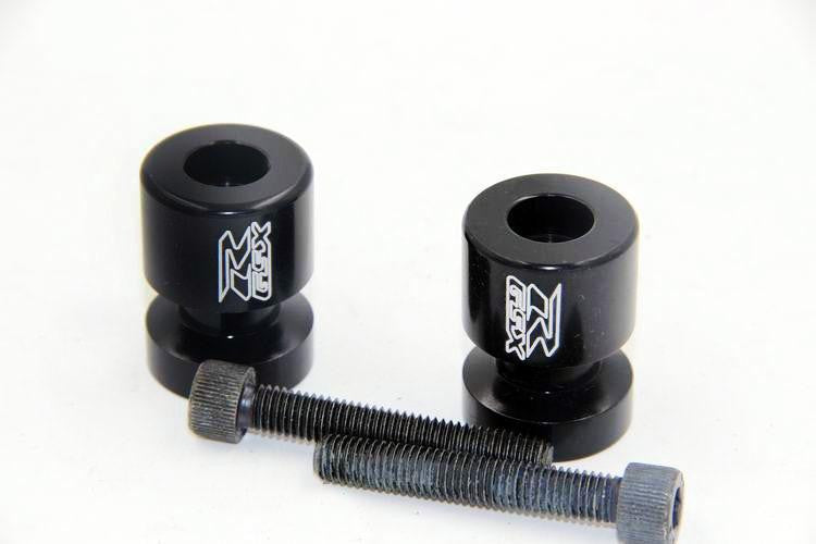 HTT Black Swingarm Spools "GSXR" Engraved Logo 8mm Thread For Suzuki GSX-R 1000 2001-2012/ GSXR 600 1992-2011/ SV650S 1999-2009/ TL1000R 1998-2003