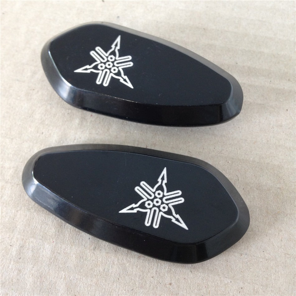 HTT Motorcycle Mirror Block Off Base Plates For 2000-2008 Yamaha R1 Yzf-R1 Yzfr1 "*" Engraved Black