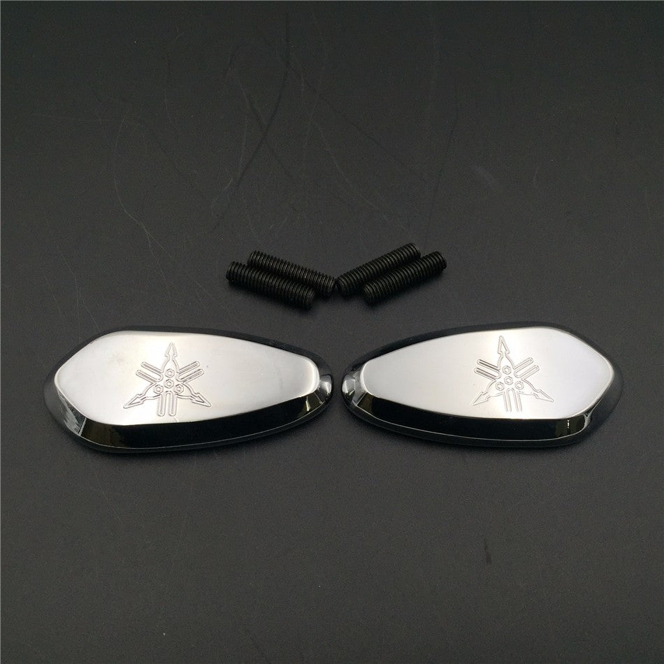 HTT Motorcycle Mirror Block Off Base Plates For 2000-2008 Yamaha R1 Yzf-R1 Yzfr1 Chromed "*" Engraved