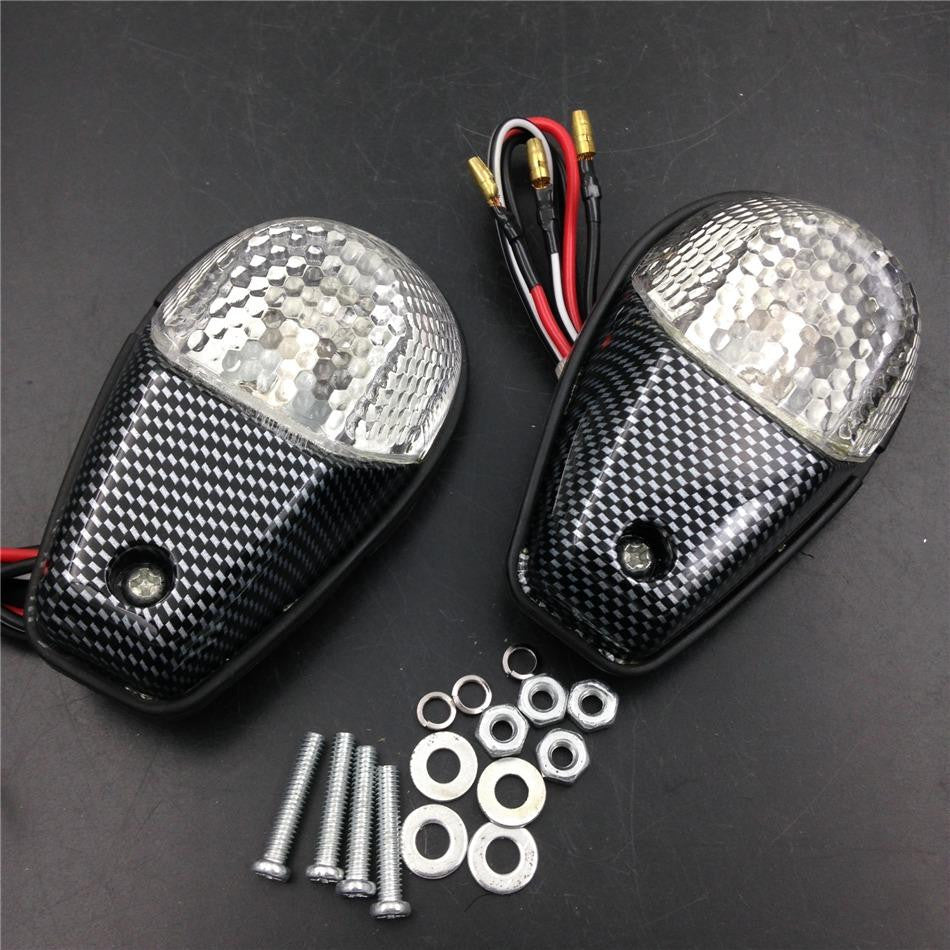 CARBON CLEAR Flush Mount Motorcycle Turn Signals Blinker Light For Universal Sportbikes
