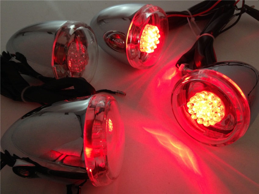 Motorcycle Turn Signals Kit For Harley Davidson Bullet Led 41Mm Clear Lens