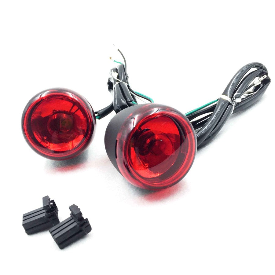 HTT Motorcycle Heavy Billet Aluminum Front Turn Signal Light Indicator Light Red lens For 1992-2016 Harley Davidson Sportster XL 883 1200