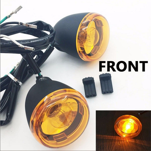 HTT Motorcycle Heavy Billet Aluminum Front Turn Signal Light Indicator Light Yellow lens For 1992-2016 Harley Davidson Sportster XL 883 1200