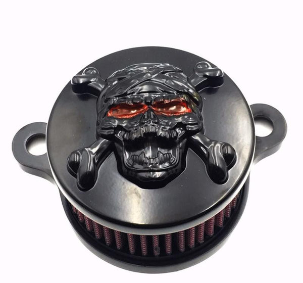 HTT Black Skull with Cross Bone Special Eyes Air Cleaner Intake Filter System Kit For Harley Sportster XL883 XL1200 1988-2015