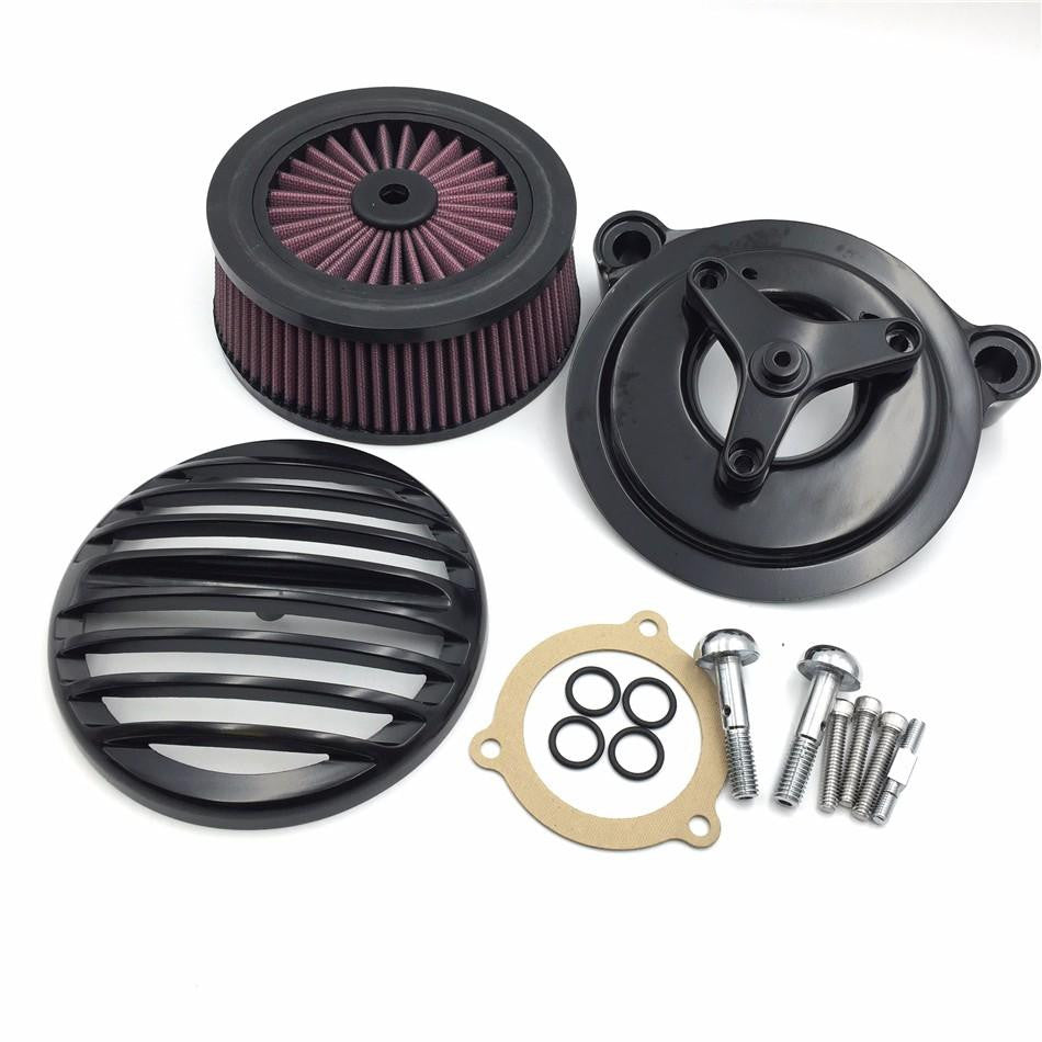 HTT Motorcycle Black Grille Air Cleaner Intake Filter System Kit For 16-later FXDLS Softail 08-later Touring Trike Softail Deluxe CVO Road King Electra Glide Tri Glide