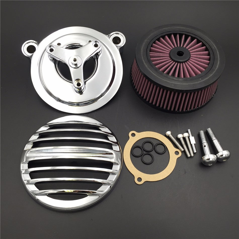 HTT Motorcycle Chrome Grille Air Cleaner Intake Filter System Kit For 16-later FXDLS Softail 08-later Touring and Trike Fat Boy CVO Road King Electra Glide Street Glide