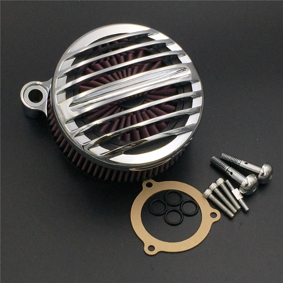 HTT Motorcycle Chrome Grille Air Cleaner Intake Filter System Kit For 16-later FXDLS Softail 08-later Touring and Trike Fat Boy CVO Road King Softail Deluxe Tri Glide