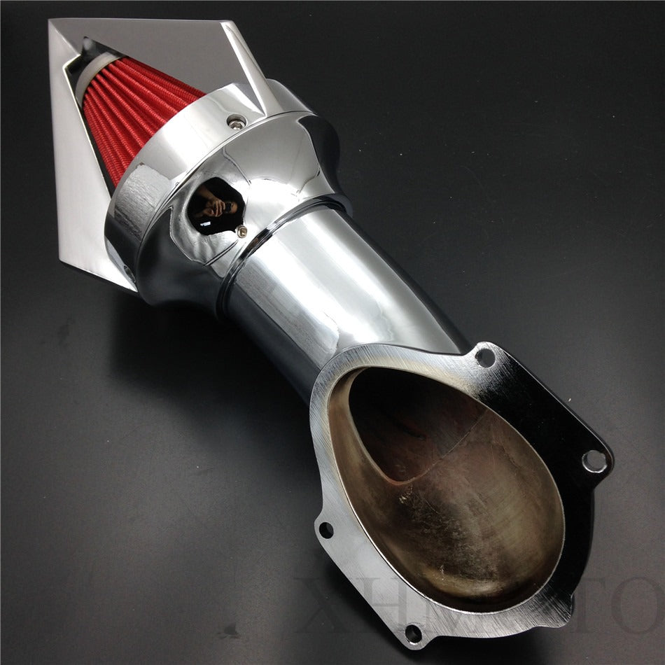 HASkulle Spike-Luftfilter Für Harley – Chrom Mit Rotem Filter, Mehr Performance