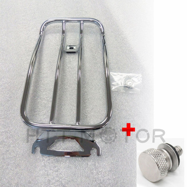 HTT- NEW Chrome 11"x7" Solo seat Luggage Rack+Bolt For Harley 97-15 Touring FLH FLT