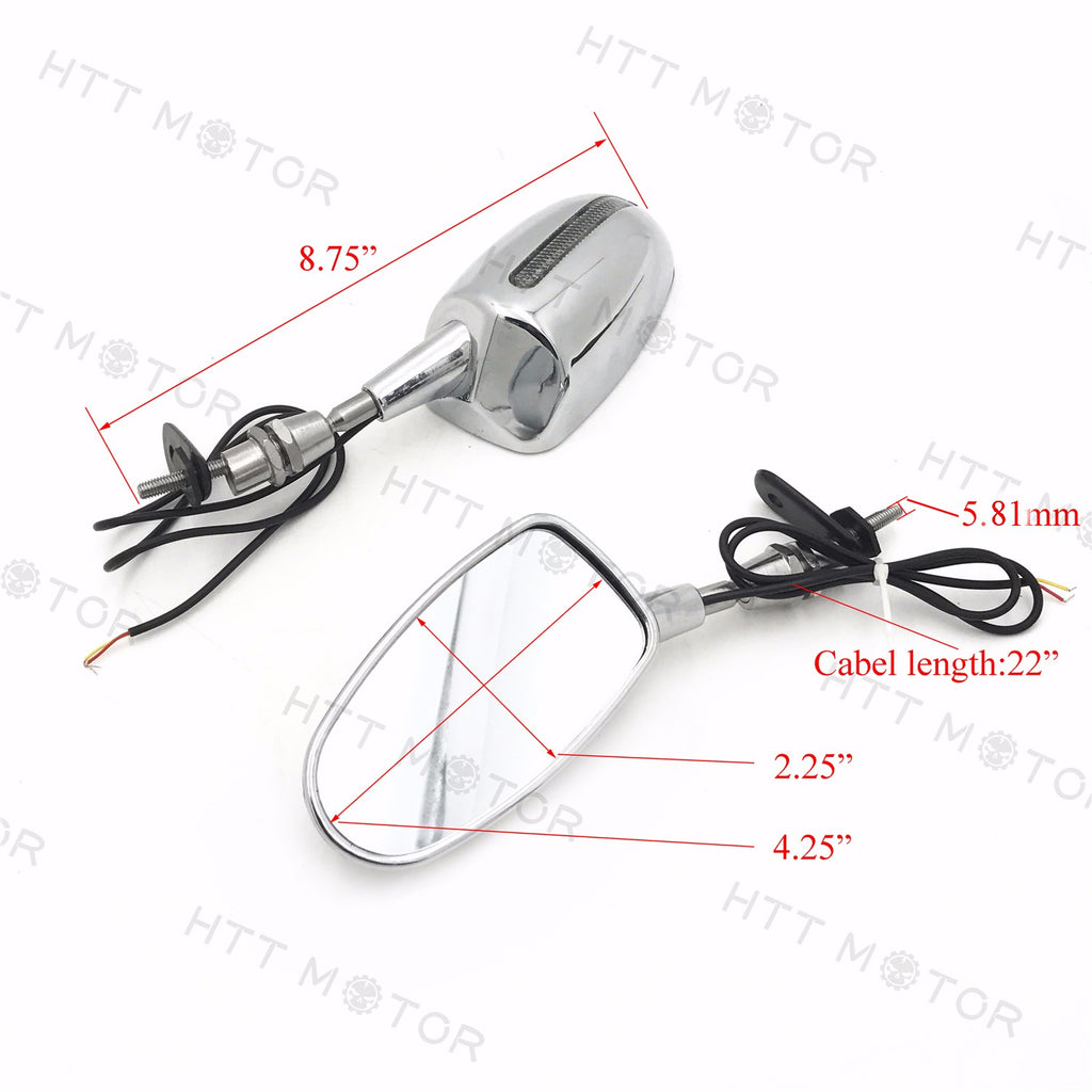 LED Rear View Mirror For Honda CBR 600 Kawasaki Ninja 500 ZX6 Chrome 6MM thread