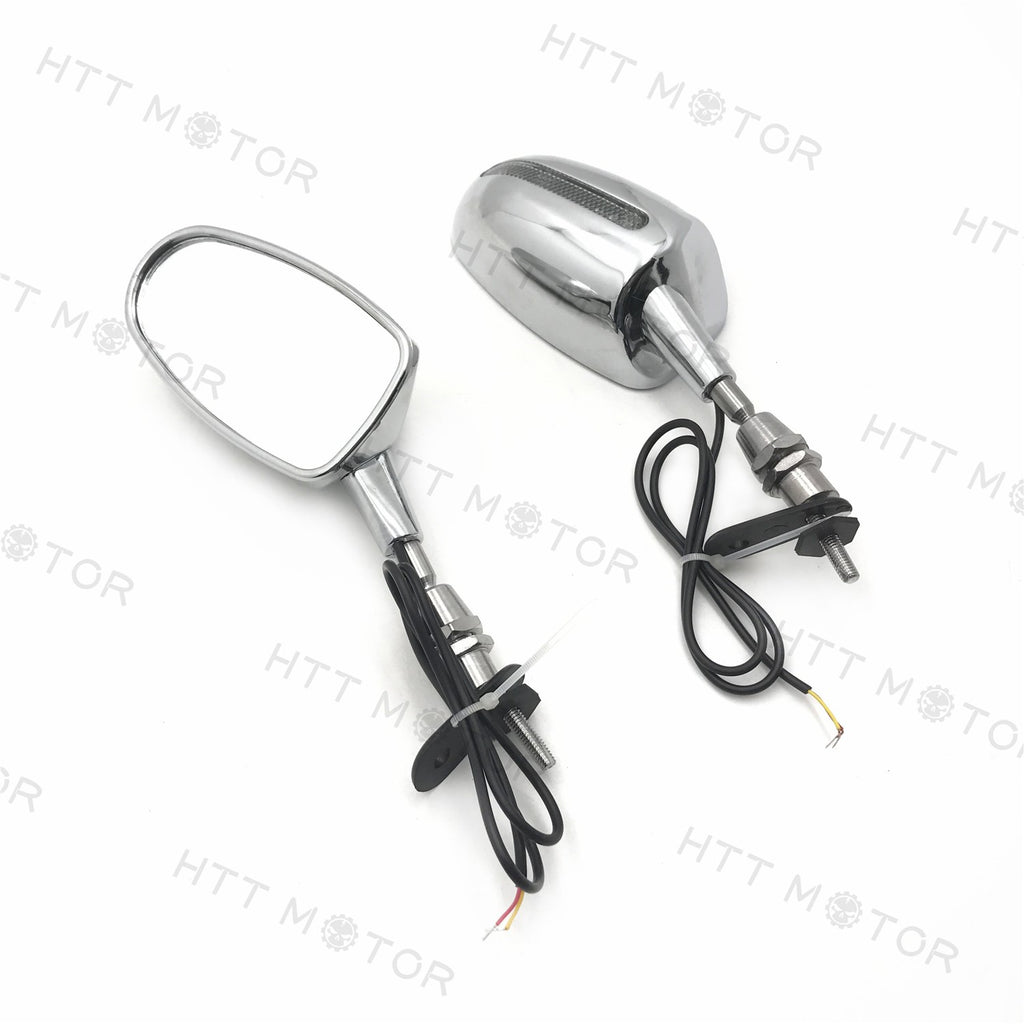 LED Rear View Mirror For Suzuki Hayabusa Yamaha YZF 600R / R6 Chrome 6MM thread
