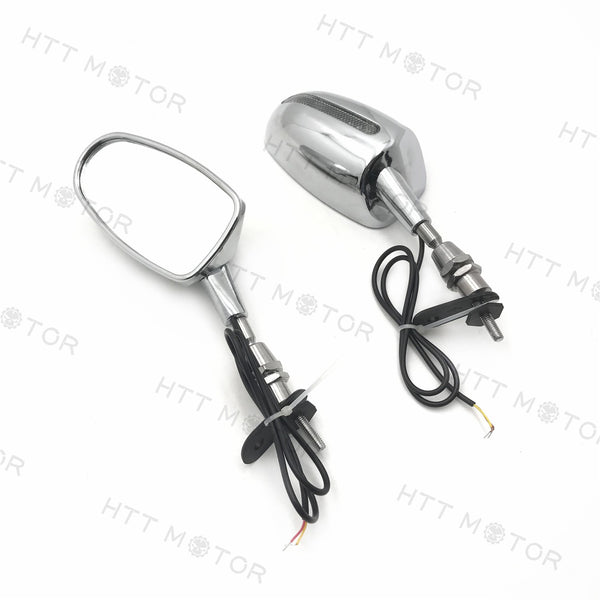 LED Rear View Mirror For Suzuki Hayabusa Yamaha YZF 600R / R6 Chrome 6MM thread
