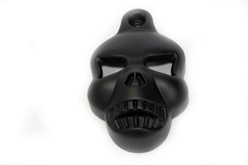 Black Skull Horn Cover For Harley Big Twins V-Rods Stock Cowbell Horns 1992-2013