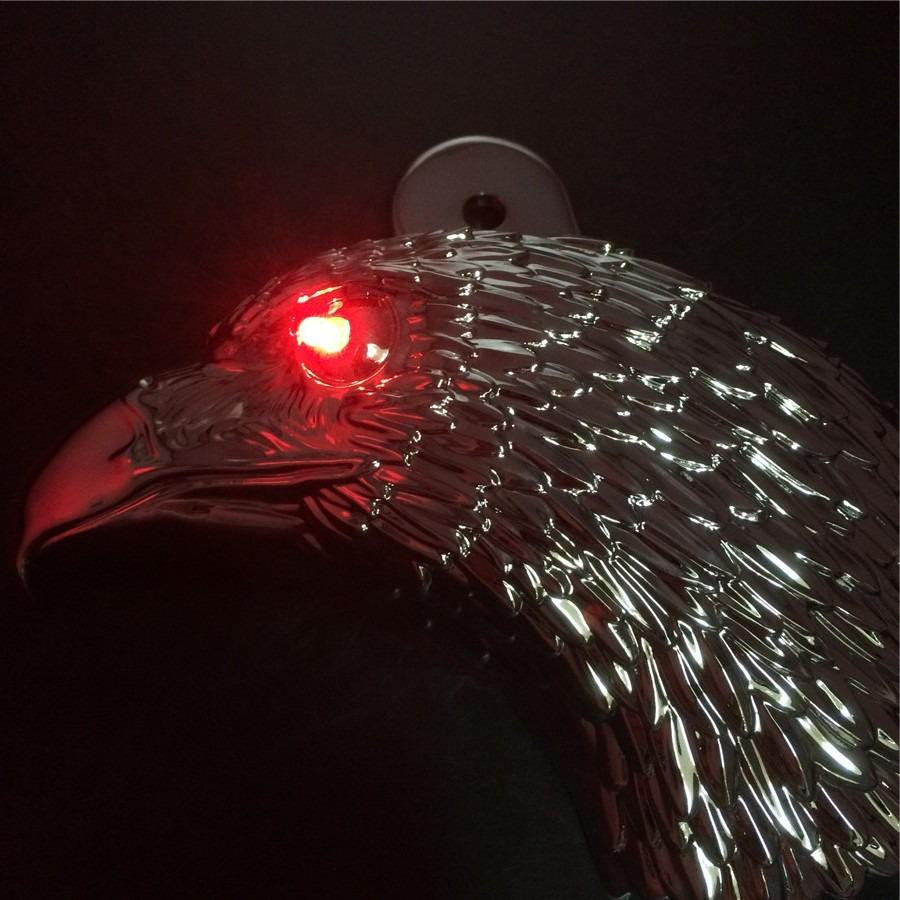 Chrome Eagle head horn cover For 1992 and up Harley-Davidson with side mount "cowbell"  and all V-rod's With Red LED Light