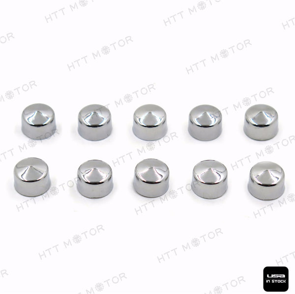HTTMT- 10 Piece Chrome 1/4" Allen Socket Bolt Cap Dress Kit Fits Harley Misc Hardware