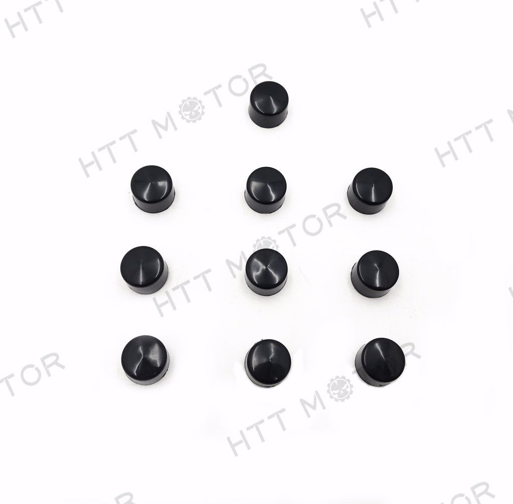 HTTMT- 10x Black 3/8" Allen Socket Bolt Cap Covers Dress Kit Fits Harley Misc Hardware