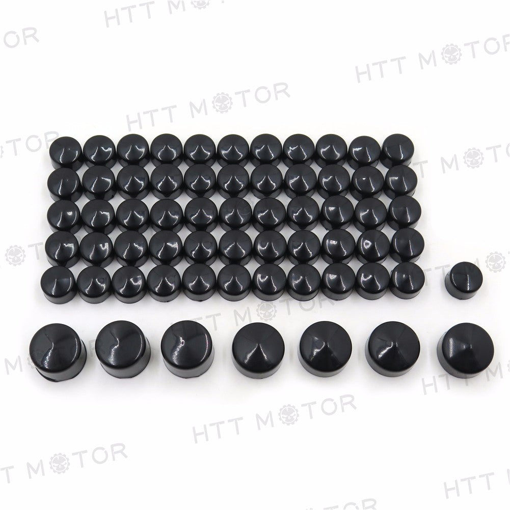 HTTMT- 63pcs Black Caps Cover Kit for 04-15 Harley Sportster Engine & Misc Bolt Nut