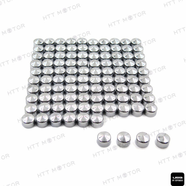 HTTMT- 100 Piece Chrome 1/4" Allen Socket Bolt Cap Dress Kit Fits Harley Misc Hardware