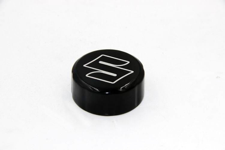 HTT Motorcycle Black Billet Aluminum Brake Fluid Reservoir Cap Cover "S" Engraved For Universal Bikes with 40mm Diameter Round Reservoir