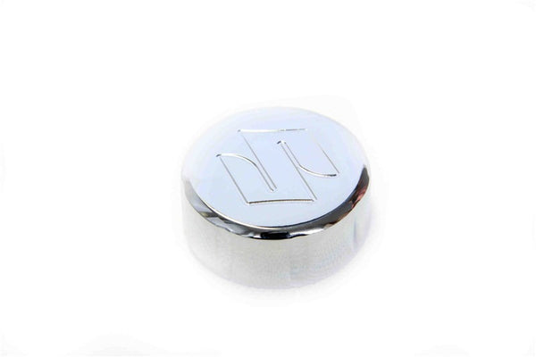 HTT Motorcycle Chrome Billet Aluminum Brake Fluid Reservoir Cap Cover "S" Engraved For Universal Bikes with 40mm Diameter Round Reservoir