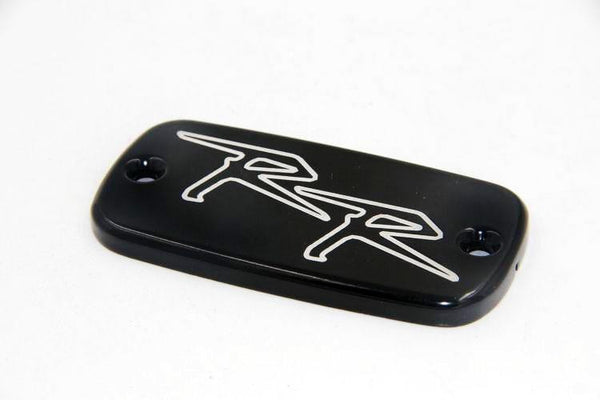 HTT Motorcycle Black Billet Aluminum Front Brake Fluid Reservoir Cap Cover "RR" Engraved For 1990-2006 Honda CBR 600 F2 F3 F4 F4i/2003-2006 Honda CBR 600RR (not 2007+)