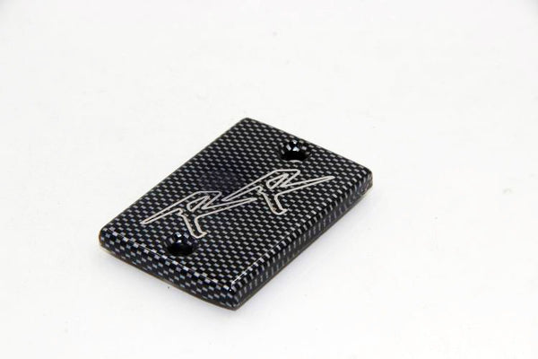 HTT Motorcycle Carbon Fiber Billet Aluminum Rear Brake Fluid Reservoir Cap Cover "RR" Engraved For Honda CBR 600RR/ CBR 1000RR/ NT-650 Hawk/ VFR-750F/ VTR-1000F Superhawk