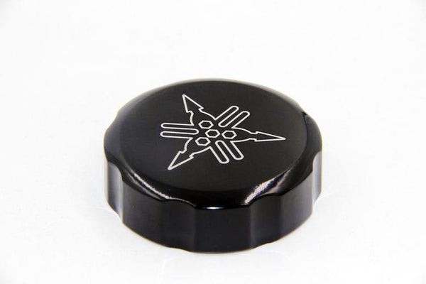 HTT Motorcycle Black Front Master Cylinder Fluid Reservoir Cap Cover "*" Engraved For Yamaha