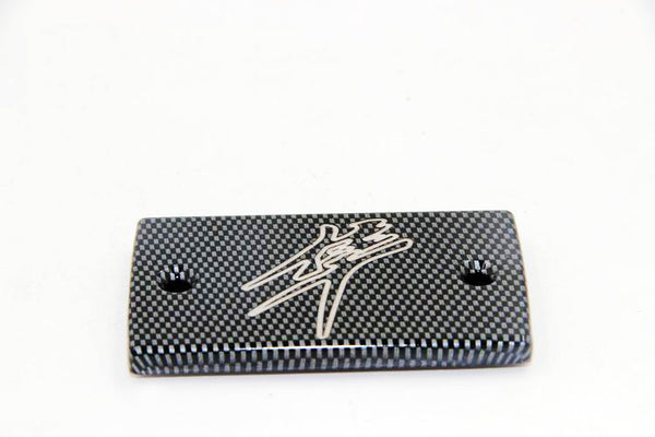 HTT Motorcycle Carbon Fiber Brake Fluid Reservoir Cap Cover Logo Engraved For 1999-2012 Suzuki Hayabusa GSXR 1300