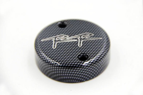 HTT Motorcycle Carbon Brake Fluid Reservoir Cap Cover "RR" Engraved For 1993-2005 Honda CBR 900RR 929RR 954RR 1000RR