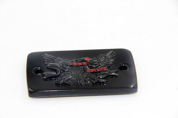HTT Motorcycle Black Brake Fluid Reservoir Cap Cover "Free Spirit" Eagle Engraved For Suzuki Intruder 1400/ Intruder 1500/ Boulevard S83 / Boulevard C90