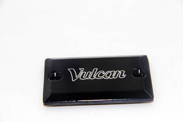 HTT Motorcycle Black Brake Fluid Reservoir Cap Cover "Vulcan" Engraved For 2006-2012 Kawasaki Vulcan 900/ 2004-2012 Kawasaki Vulcan 2000