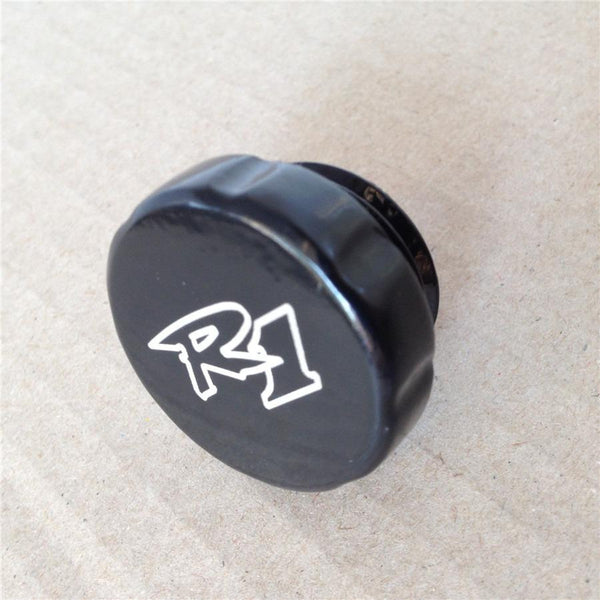 HTT Motorcycle Black Brake Fluid Reservoir Cap Cover "R1" Engraved For 1998-2024 Yamaha YZF R1