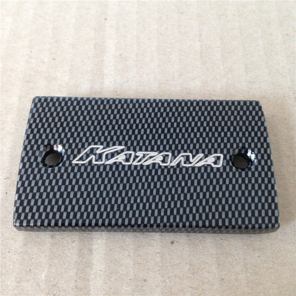 HTT Motorcycle Carbon Brake Fluid Reservoir Cap Cover "Katana" Engraved For 1989-2007 Suzuki Katana 600/ 1989-2007 Suzuki Katana 750