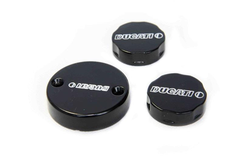 HTT Motorcycle Black Fluid Reservoir Cap "DUCATI" Engraved For Ducati Monster / SportClassic / Superbike / SuperSport