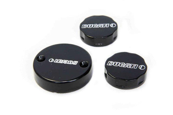HTT Motorcycle Black Fluid Reservoir Cap "DUCATI" Engraved For Ducati Monster / SportClassic / Superbike / SuperSport