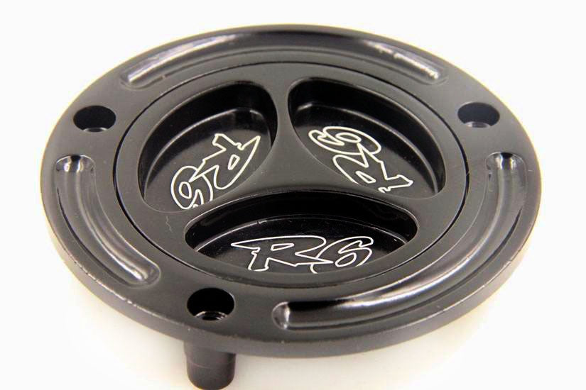 HTT Motorcycle Black Keyless Gas Cap Twist Off Aluminum Racing Fuel Tank Cap For Yamaha YZF R6 (All Years)