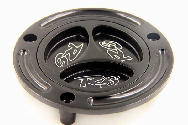 HTT Motorcycle Black Keyless Gas Cap Twist Off Aluminum Racing Fuel Tank Cap For Yamaha YZF R6 (All Years)