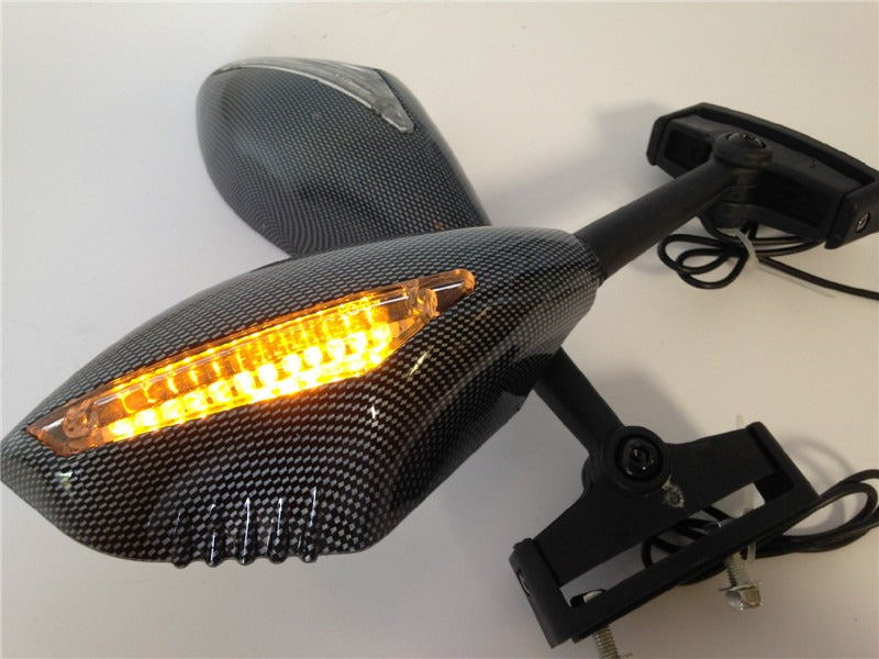 LED Turn Signal Integrated Mirror for Suzuki GSX-R GSXR 600 750 Hayabusa Katana