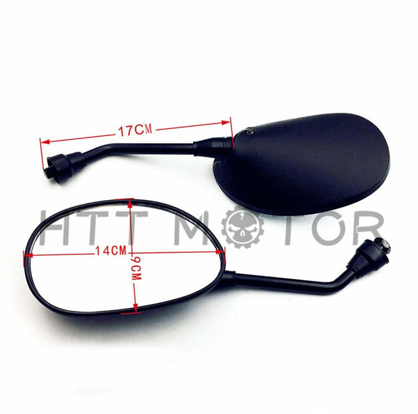 2pcs 10MM Black MOTORCYCLE OVAL REARVIEW SIDE MIRRORS FOR HONDA SUZUKI KAWASAKI