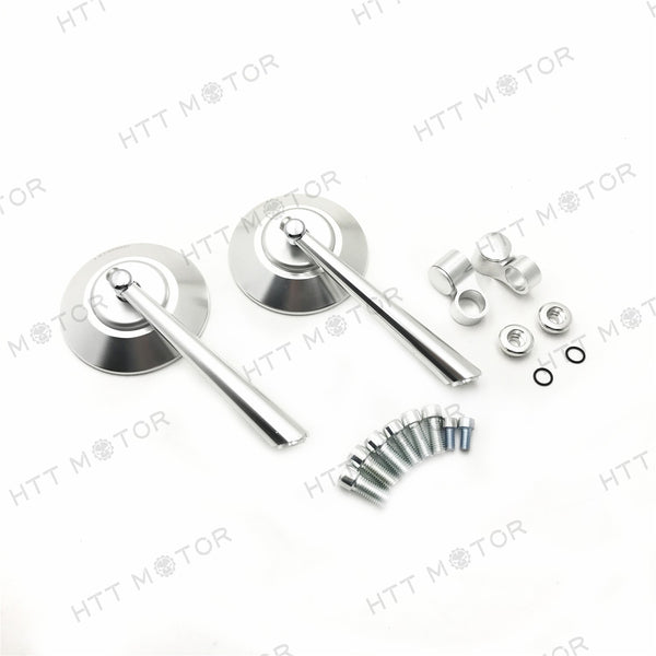 Silver Round CNC Rearview Side Mirrors For BMW KTM Motorcycles 10mm 8mm