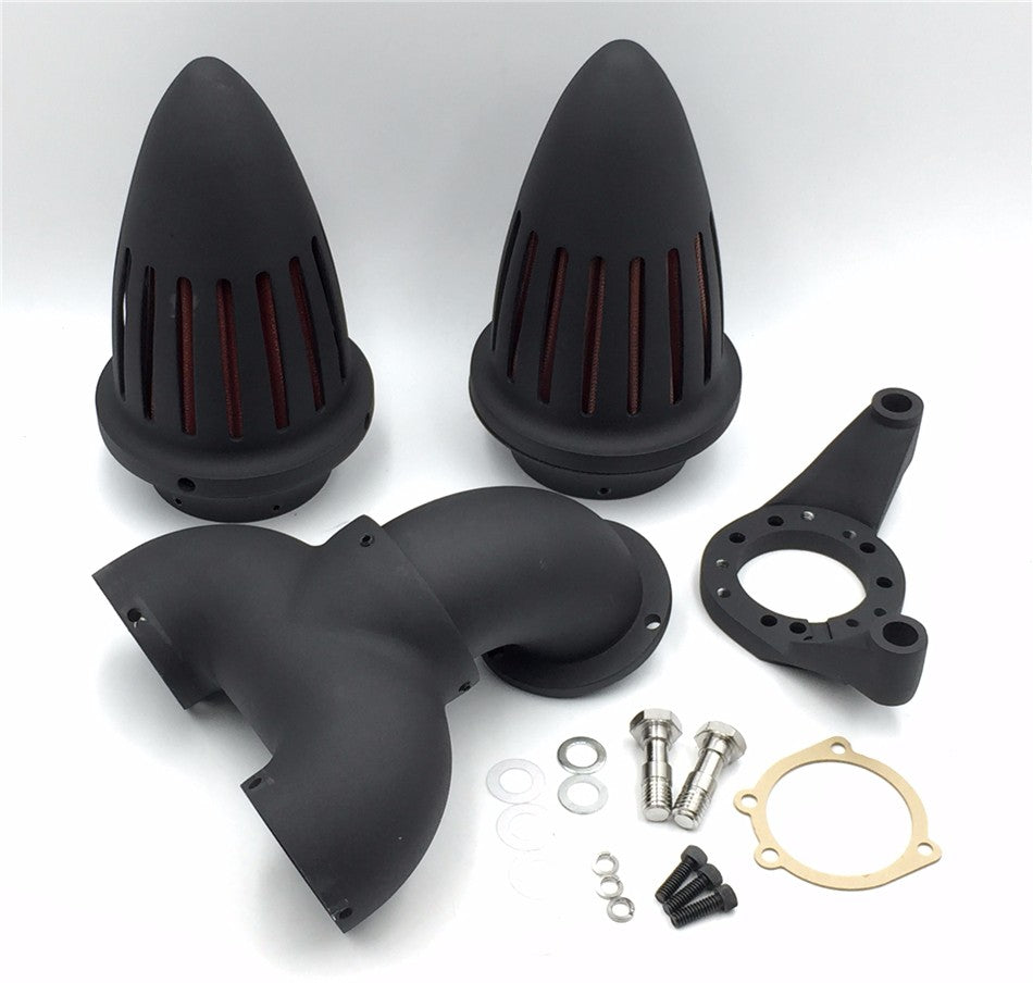 HTT Motorcycle Matte Black Double SPIKE AIR CLEANER FOR HARLEY CV CARB DELPHI V-TWIN EFT SPORTSTER