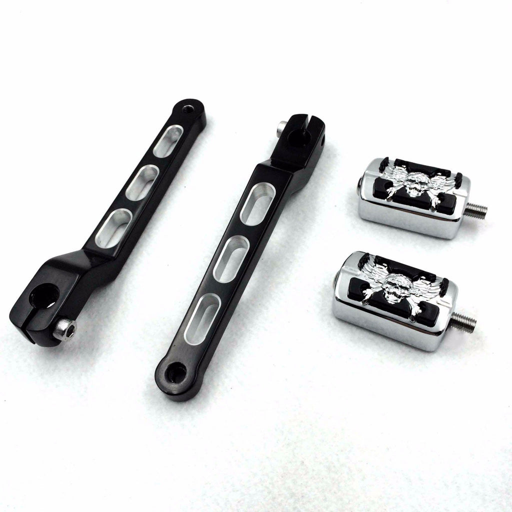 HTT Motorcycle Black Aluminum Hollowed-out Heel/Toe Shift Levers with Chrome Zombie Shifter Pegs For Harley Davidson Electra Glide 1988 and later