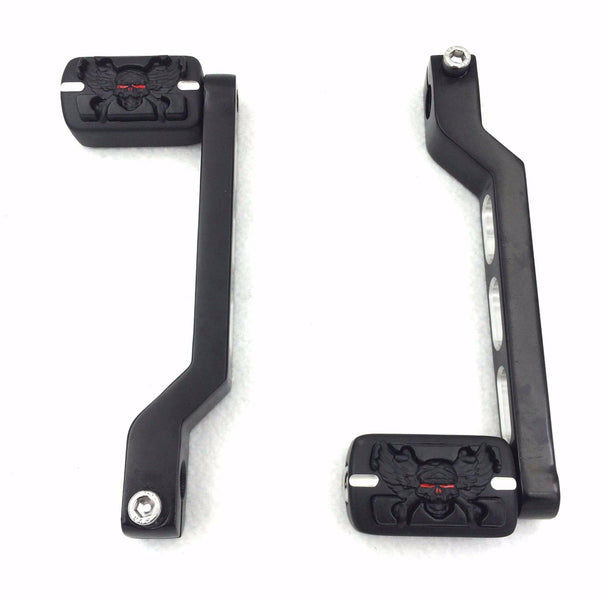 HTT Motorcycle Black Grooved Zombie Shifter Footrest Foot Pegs with Heel/Toe Shift Levers For Harley Davidson Electra Glide 1988 and later