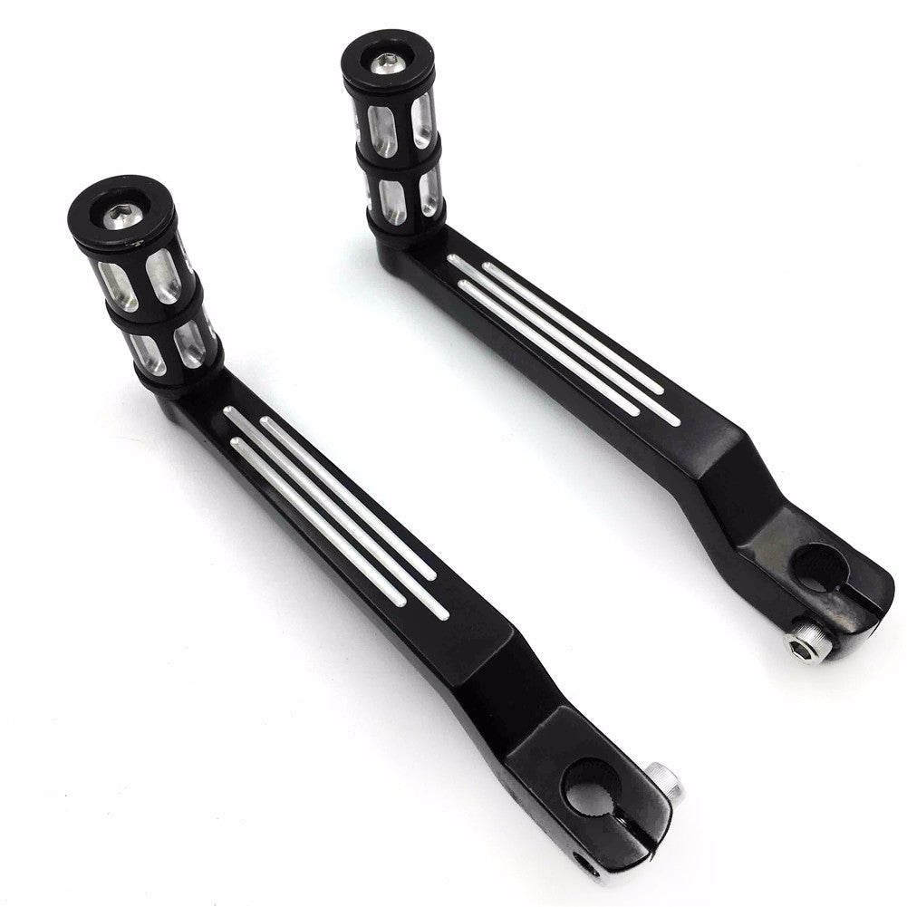 HTT- Style 009C- Black Aluminum Heel Toe Shift Levers w/ Shifter Pegs For Harley Davidson Electra Glide 1988 and later