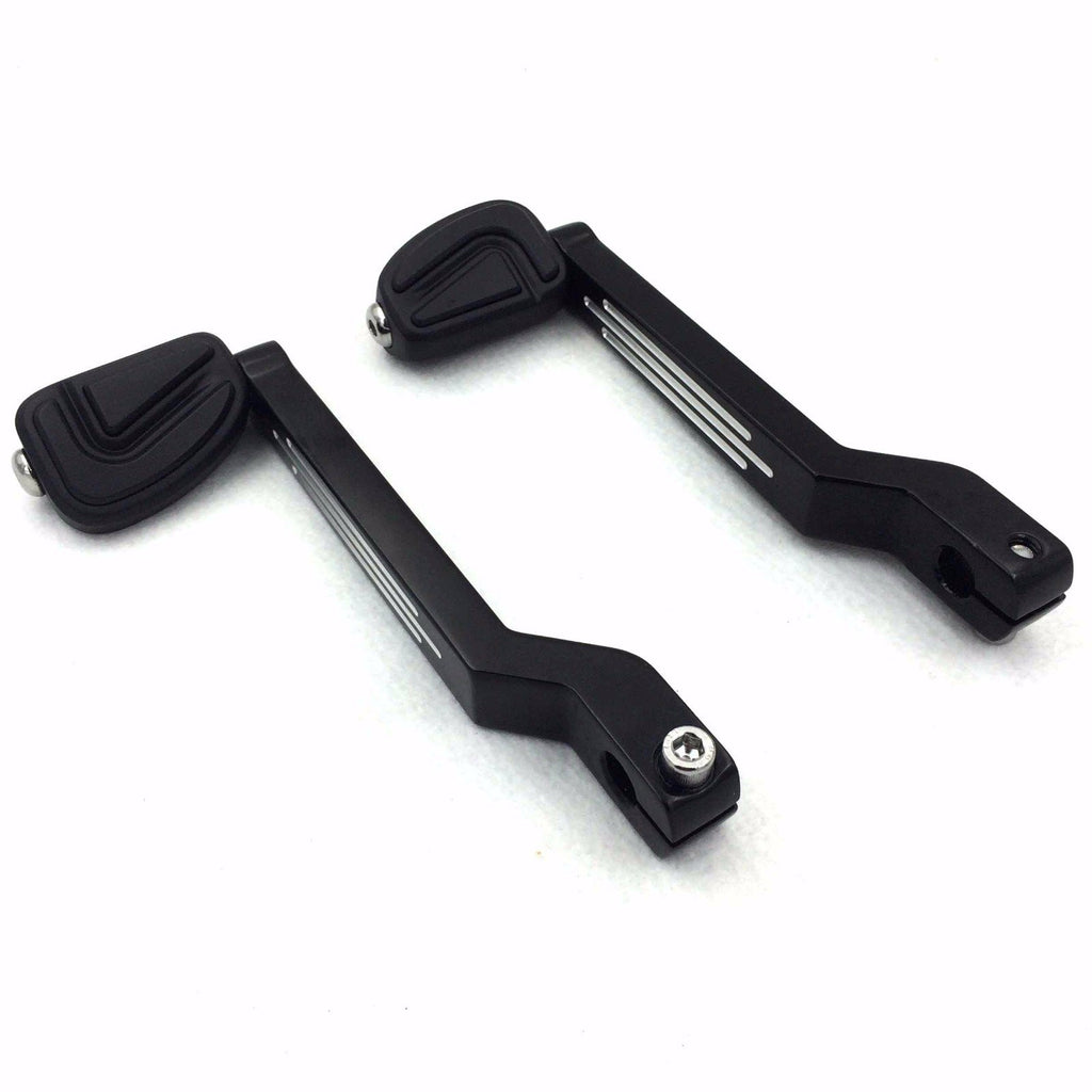 HTT Motorcycle Black Airflow Pegs w/ Grooved Heel/Toe Shift Levers Gear Shift Pedal Lever For Harley Davidson Fat Boy FLSTF 1980 and later