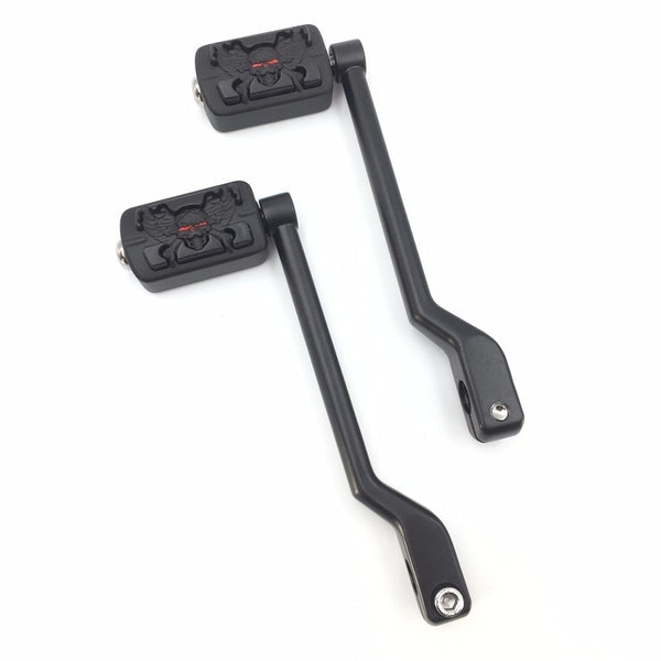 HTT Motorcycle Matte Black 2 PCs Billet Style Heel/Toe Shift Lever Gear Shift Foot Lever with Zombie Foot Peg Footresr For Harley 86-later FL Softail Touring Trike FLST FLT FLHT