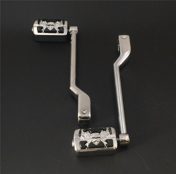 HTT Motorcycle Chromed 2 PCs Billet Style Heel/Toe Shift Lever Gear Shift Foot Lever with Zombie Foot Peg Footresr For Harley FL Softail Touring Trike FLST FLT FLHT Road King Street Glide CVO