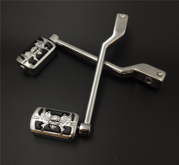 HTT Motorcycle Chromed 2 PCs Billet Style Heel/Toe Shift Lever Gear Shift Foot Lever with Zombie Foot Peg Footresr For Harley 86-later FL Softail Touring Trike FLST FLT FLHT
