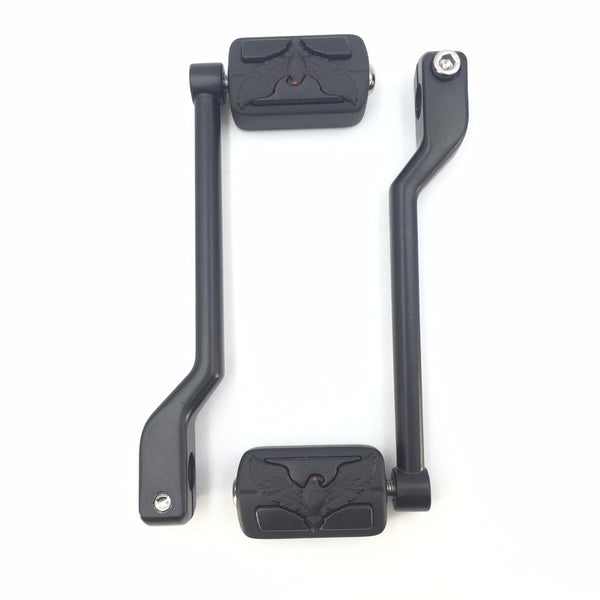 HTT Motorcycle Matte Black 2 PCs Billet Style Heel/Toe Shift Lever Gear Shift Foot Lever with Eagle Hawk Foot Peg Footresr For Harley FL Softail Touring Trike FLST FLT FLHT